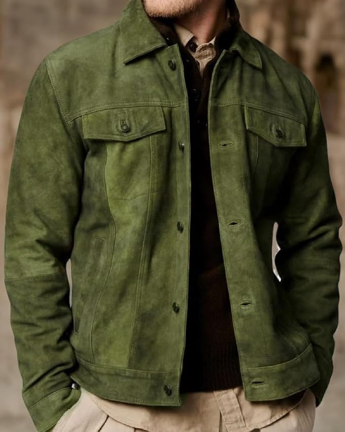 Olive Suede Leather