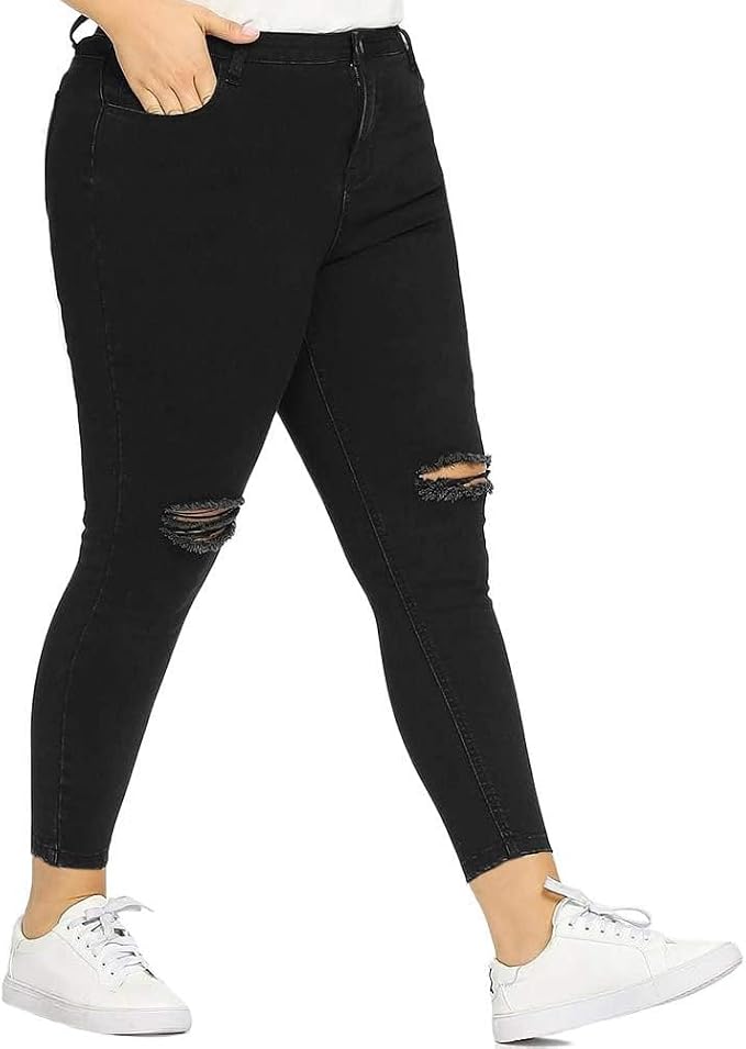 Ripped Asymmetrical Hem Black