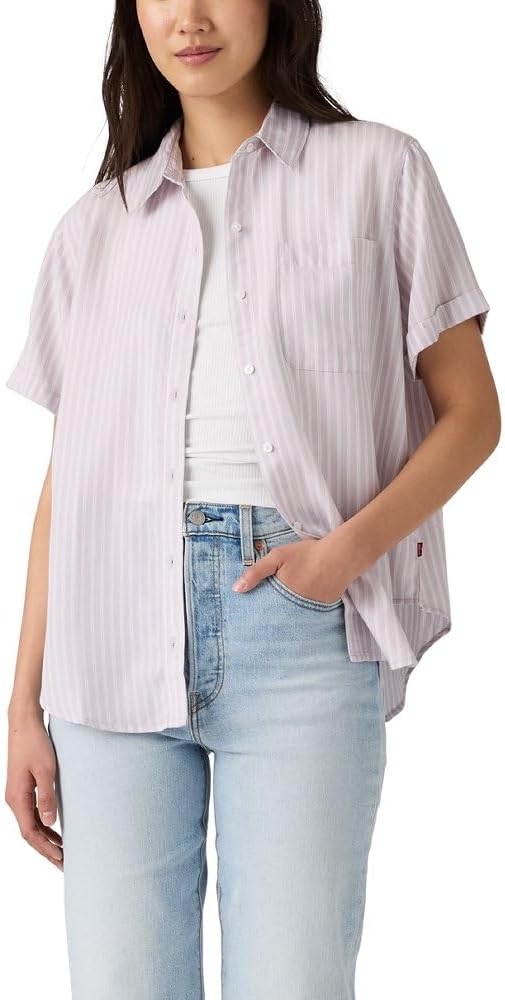 (New) Helle Stripe Lavender Blue Bright White (Twill)