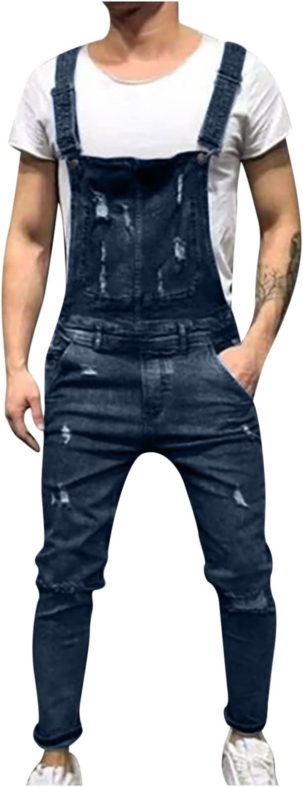 15#fashion Hip Hop Overalls-dark Blue