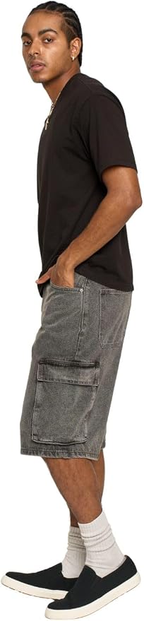 Cargo Pocket Baggy Stone Black Shorts