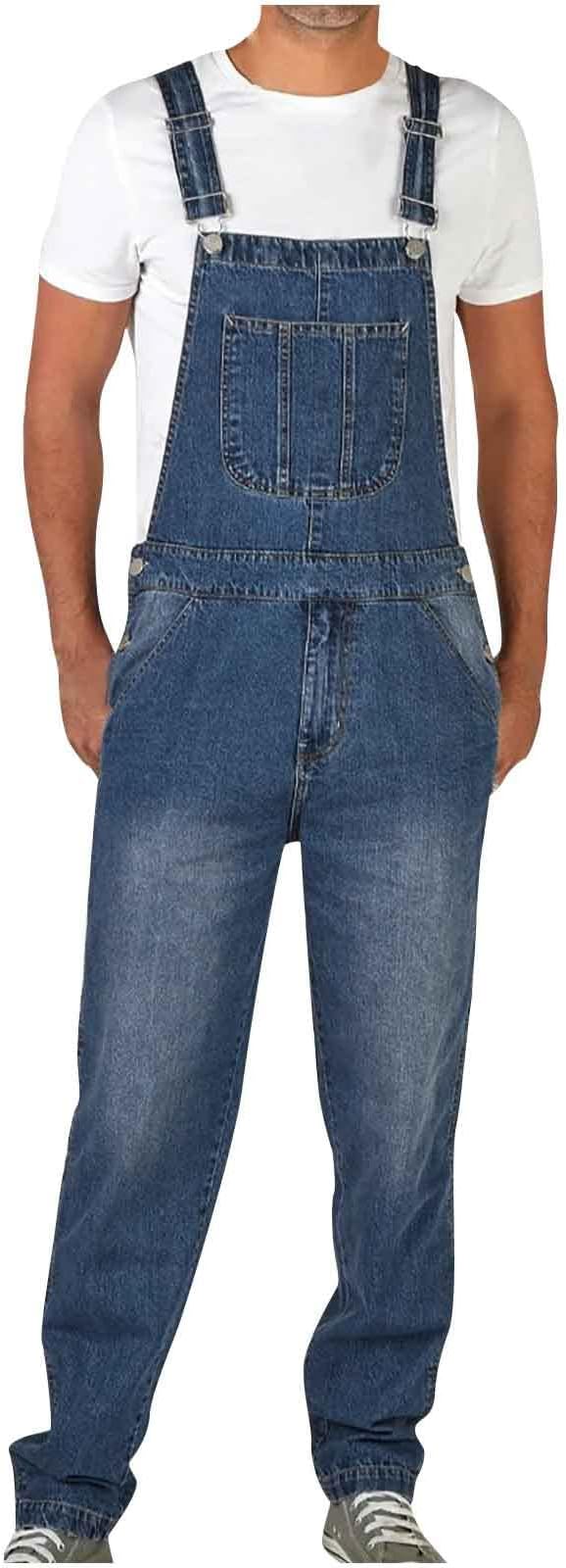 01#denim Bib Overalls for Men-light Blue