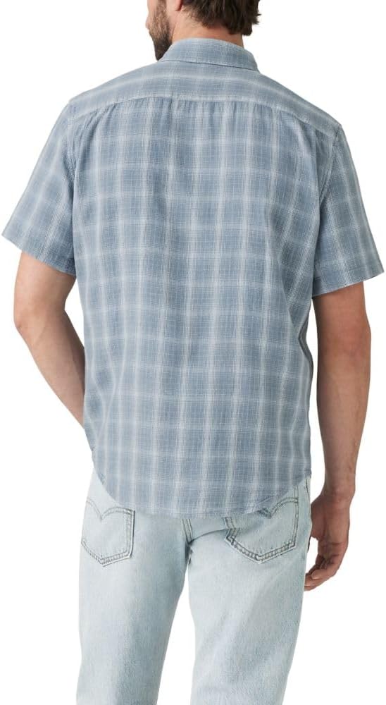 Leon Plaid Steam Blue Cotton Linen