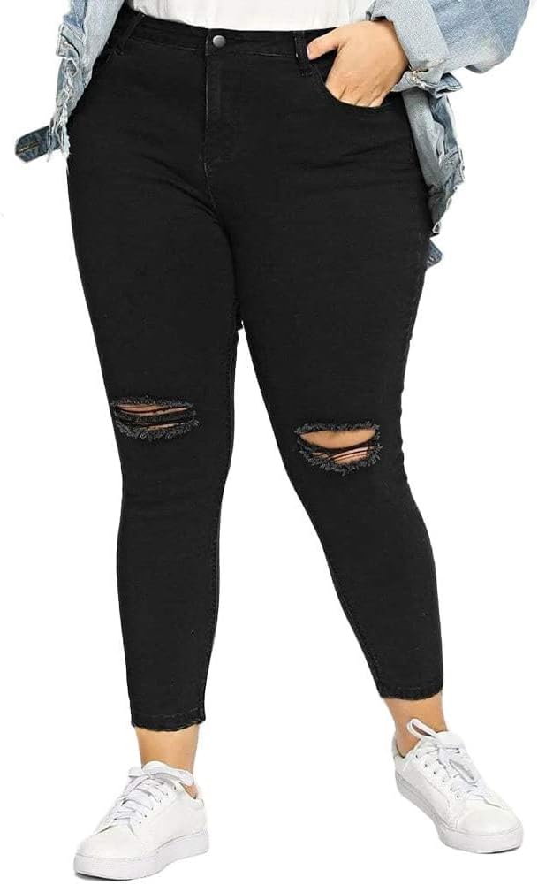 Ripped Asymmetrical Hem Black