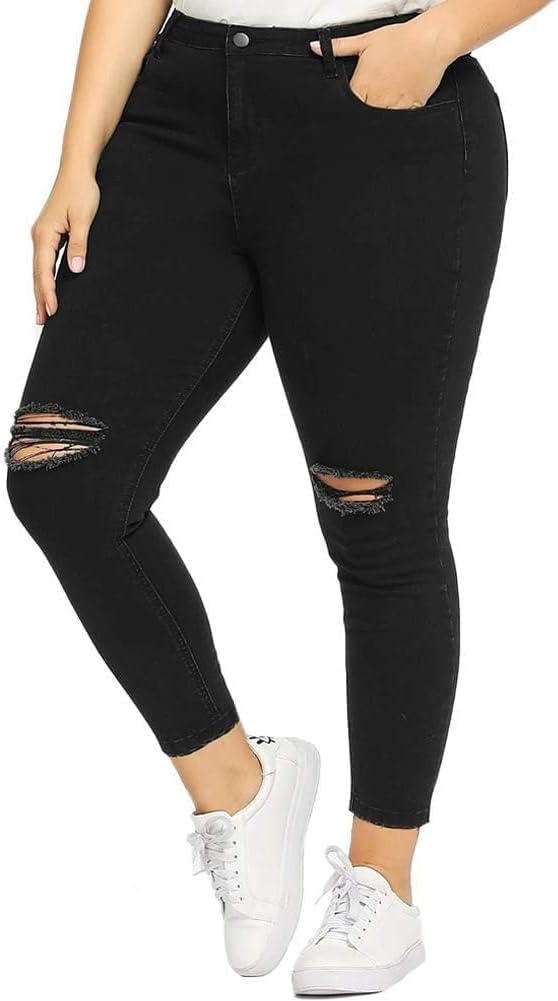 Ripped Asymmetrical Hem Black