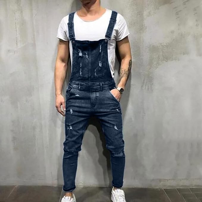 15#fashion Hip Hop Overalls-dark Blue