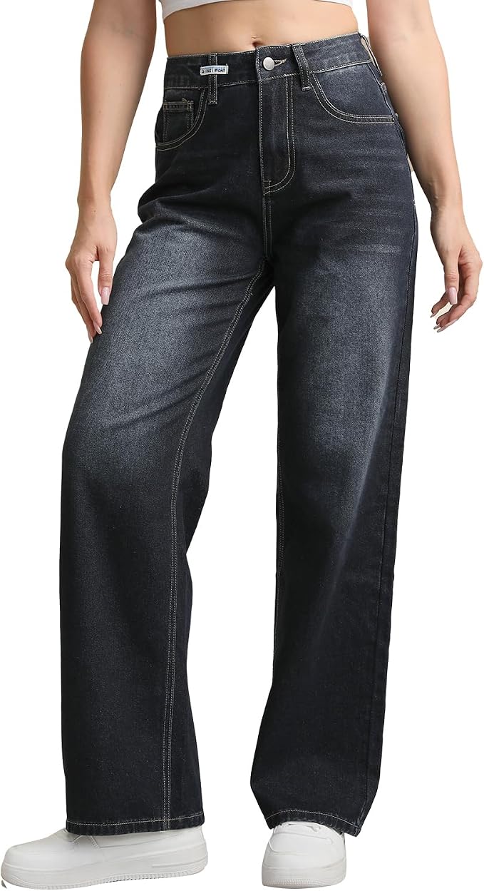 Wide-leg Jeans - Black