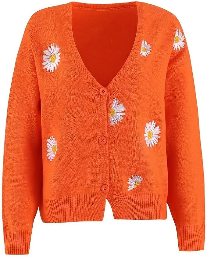 Daisy Floral Print Sweater Cardigan 05