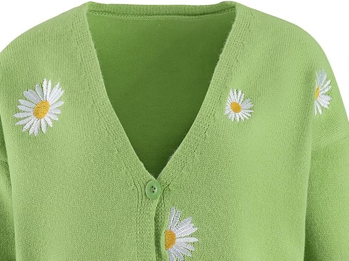 Daisy Floral Print Sweater Cardigan 01