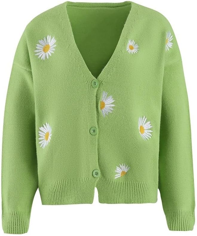 Daisy Floral Print Sweater Cardigan 01