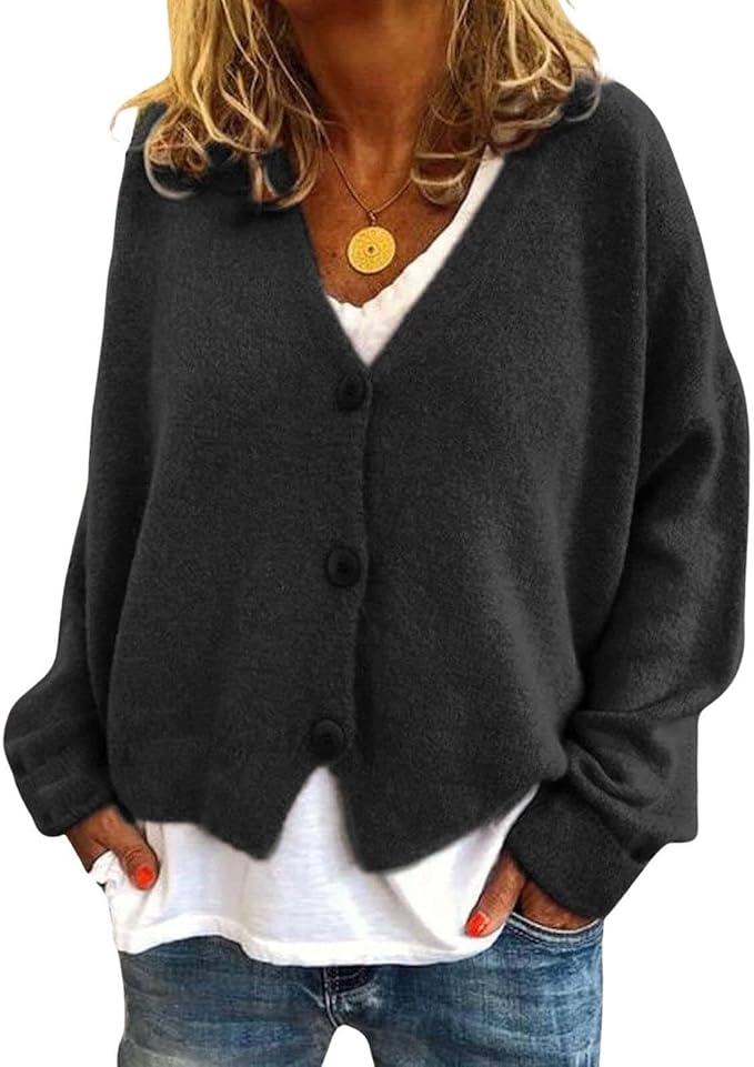 Womens Loose Cropped Sweater Cardigan 07