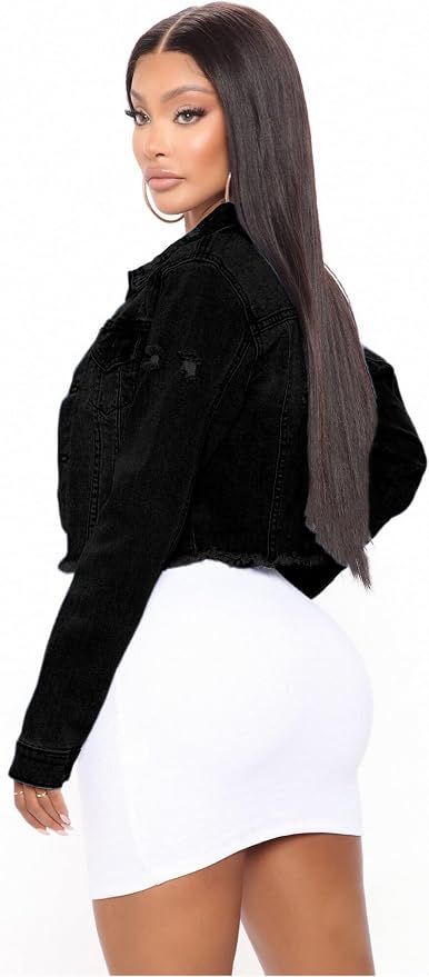 Black Cropped Denim Jacket