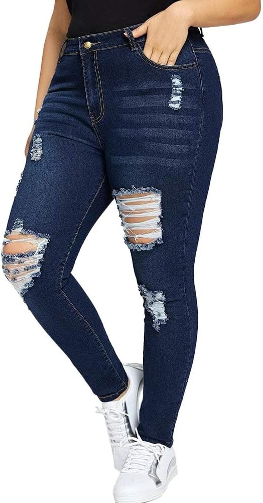 Distressed Skinny Dark Blue
