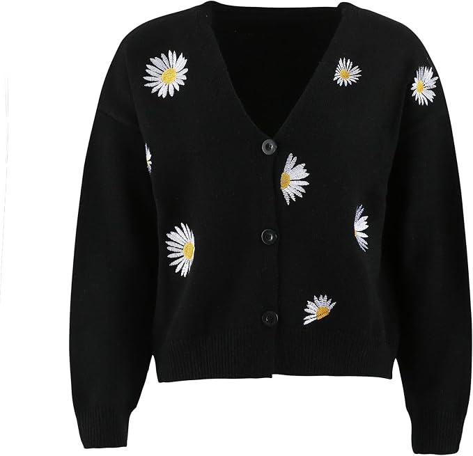 Daisy Floral Print Sweater Cardigan 03