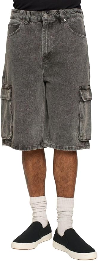 Cargo Pocket Baggy Stone Black Shorts