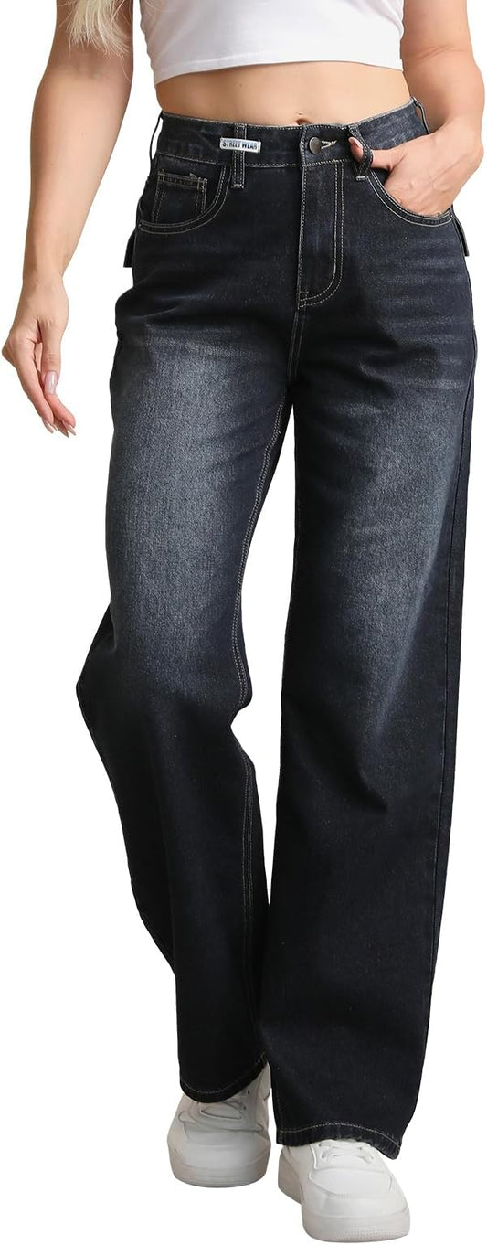 Wide-leg Jeans - Black