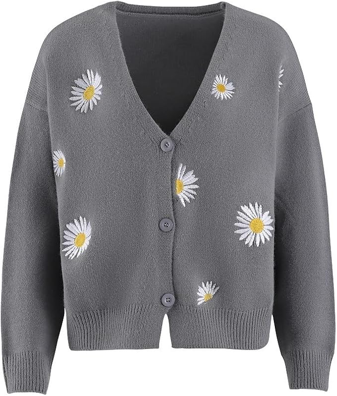 Daisy Floral Print Sweater Cardigan 06