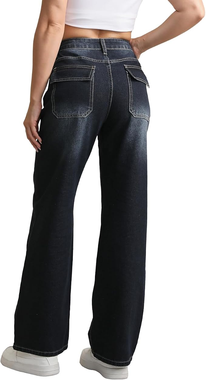 Wide-leg Jeans - Black