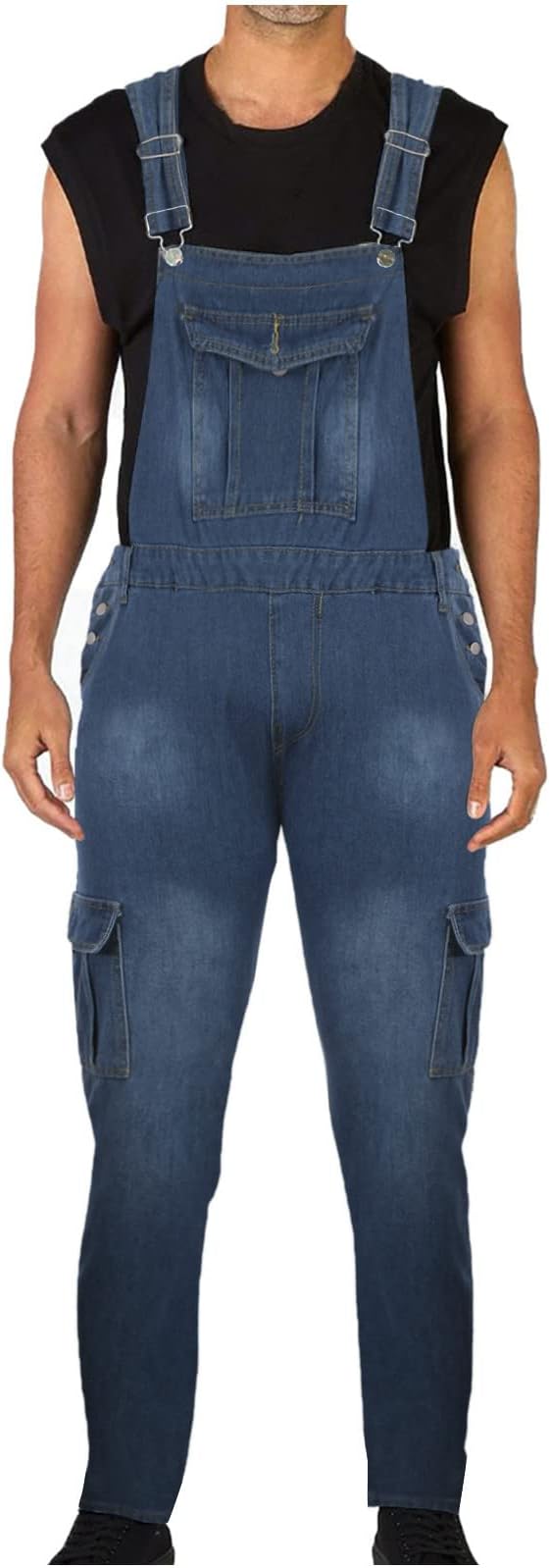 03#fashion Loose Denim Overalls-blue