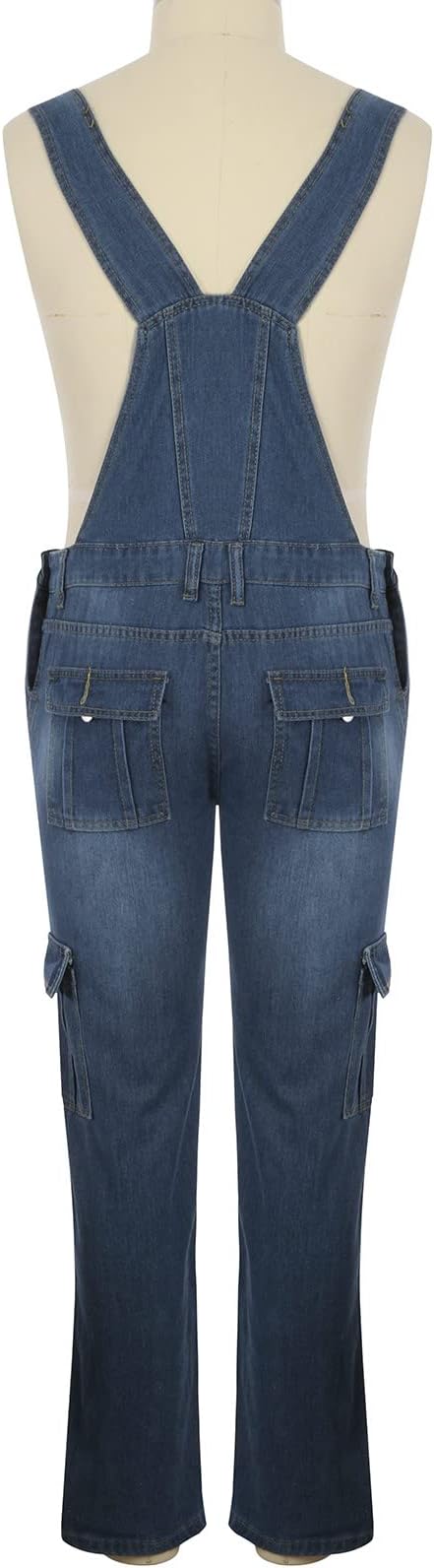 03#fashion Loose Denim Overalls-blue