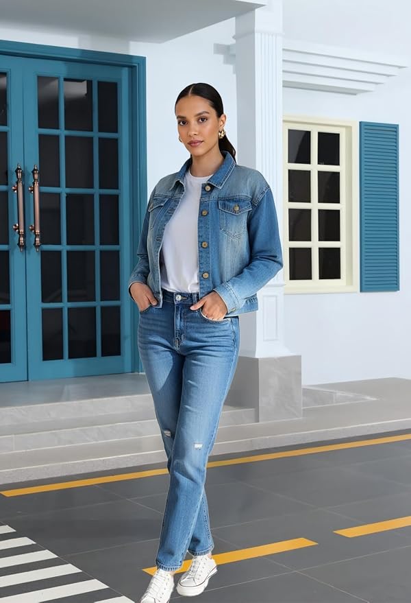 Blue Trendy Jean Jacket for Women