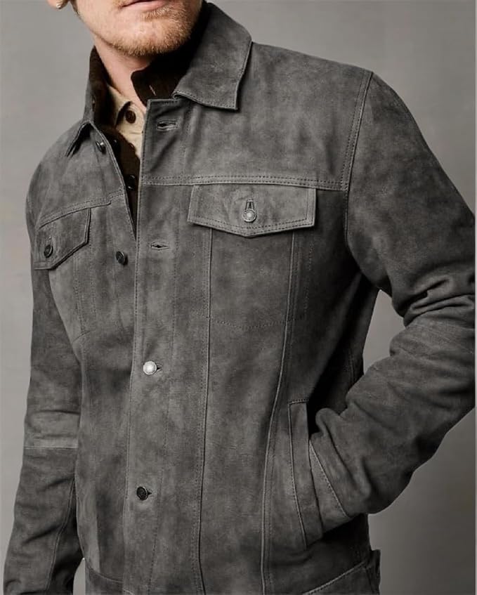 Grey Suede Leather
