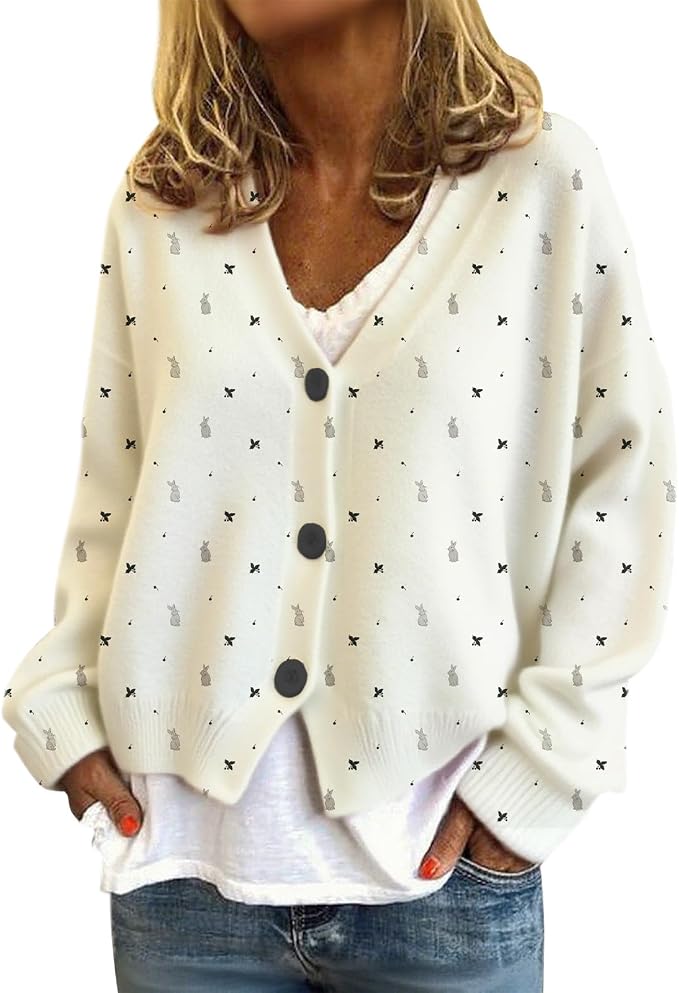 Womens Loose V-neck Cropped Cardigan 13