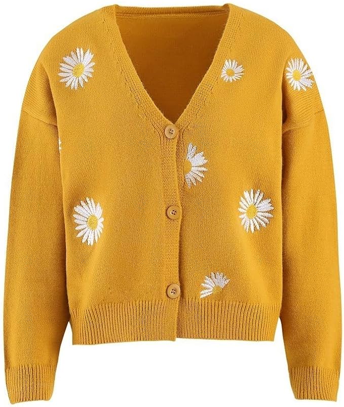 Daisy Floral Print Sweater Cardigan 02