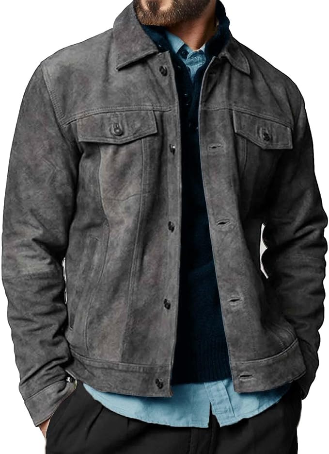 Grey Suede Leather