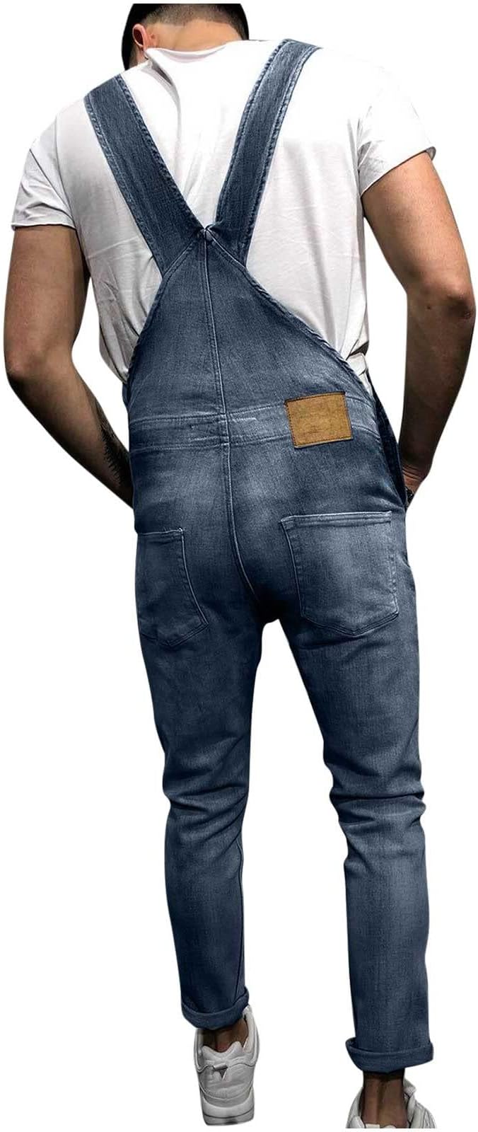 14#slim Fit Suspenders Overalls-blue