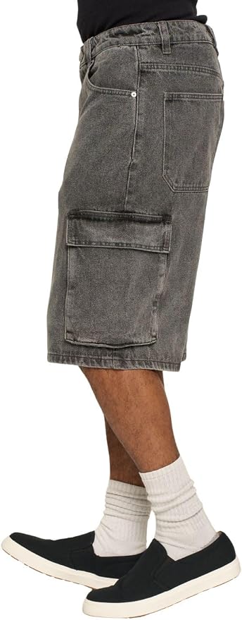 Cargo Pocket Baggy Stone Black Shorts