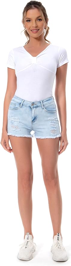 Frayed Raw Hem 58# - White Blue