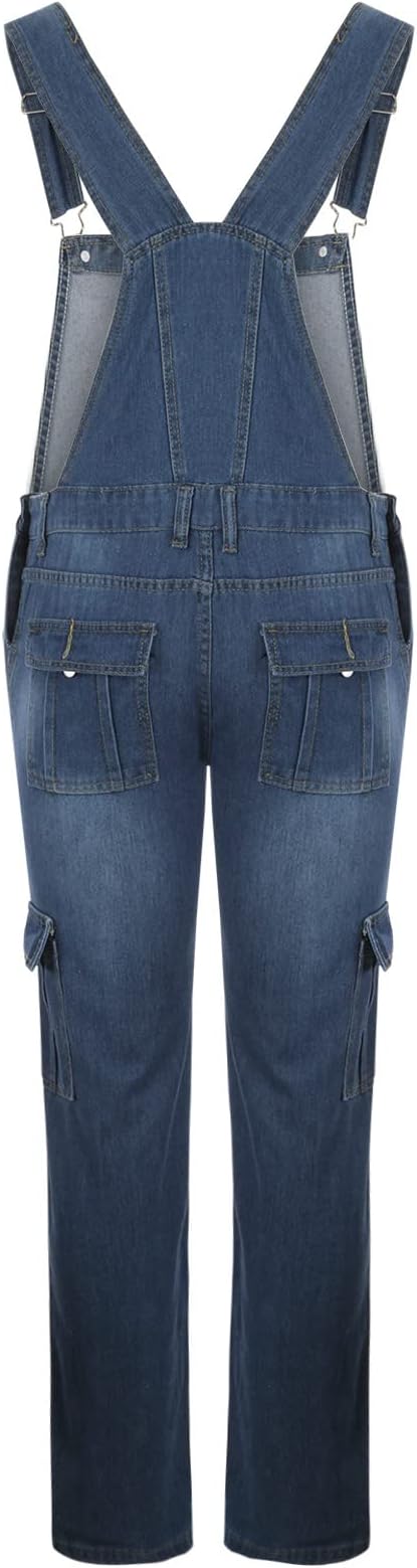 03#fashion Loose Denim Overalls-blue