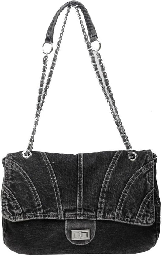 #C Black Denim Bag