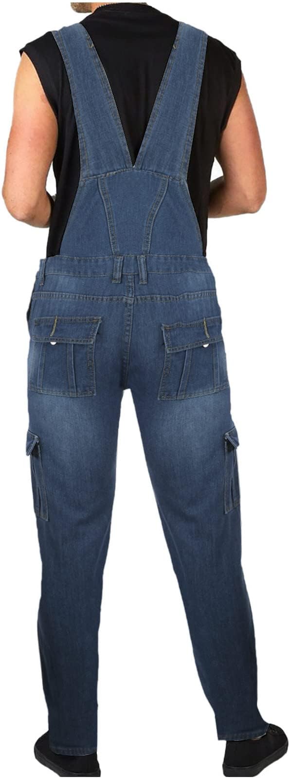 03#fashion Loose Denim Overalls-blue