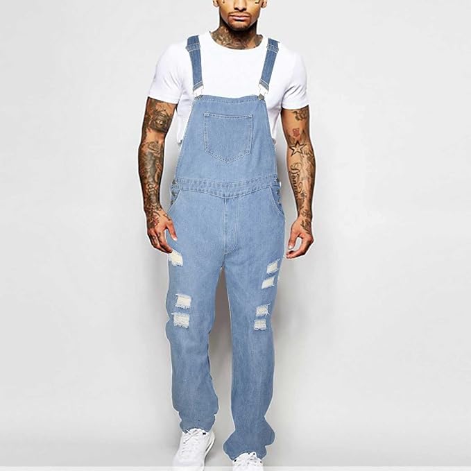 10#fashion Jeans Overalls-light Blue