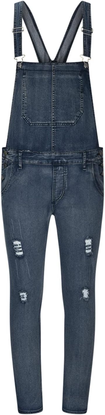 14#slim Fit Suspenders Overalls-blue