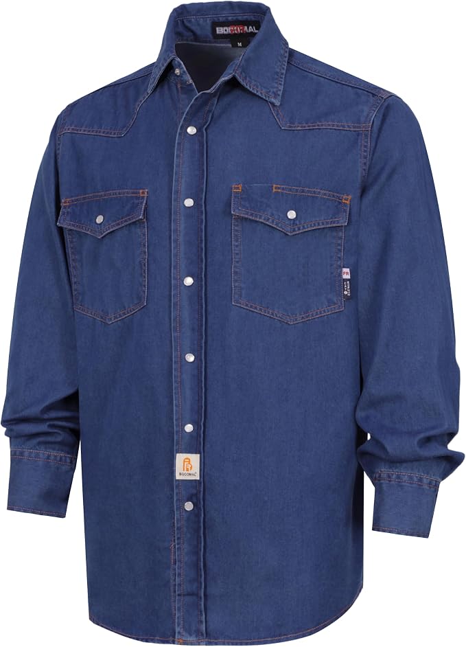 Pearl Snap Denim Dark Blue