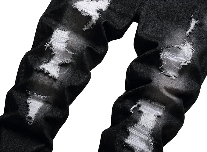 Black Ripped With White Patches
