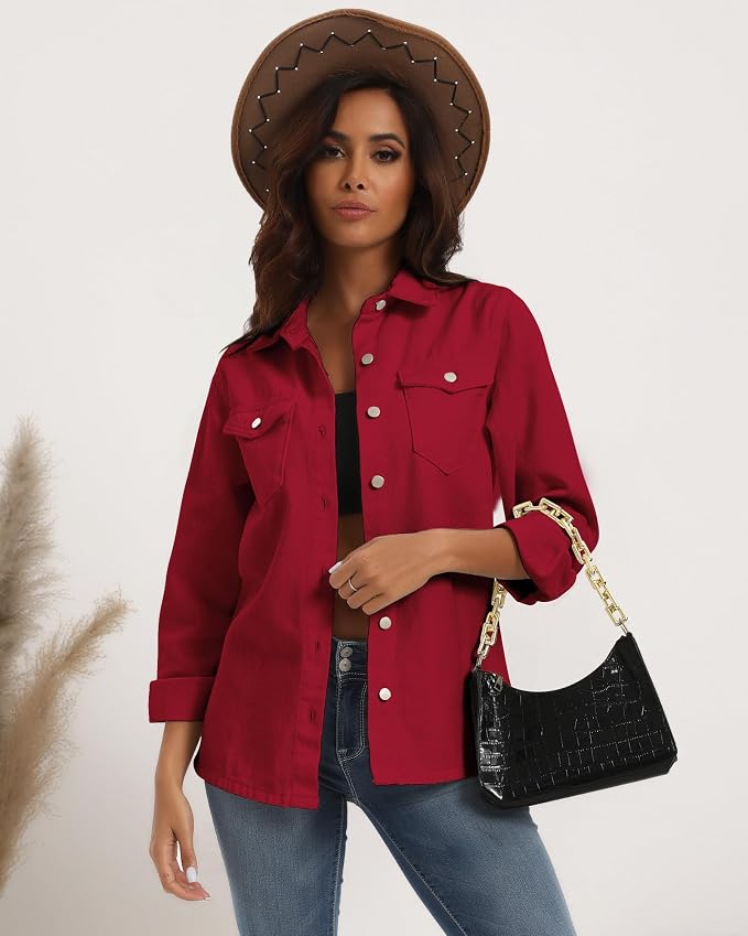 Red Oversized Denim Jacket