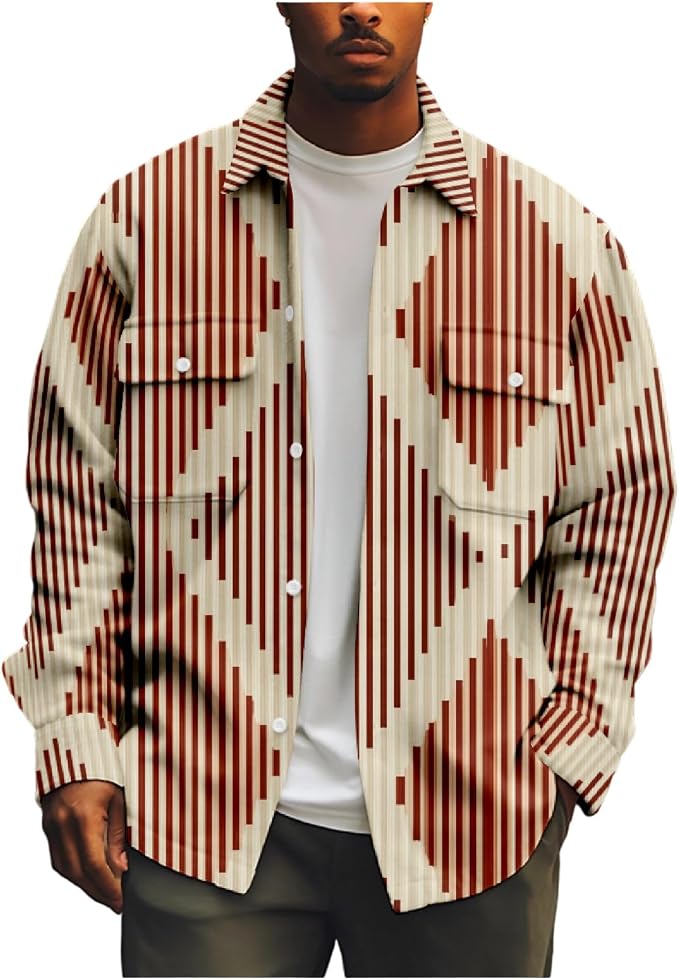 Mens Retro Aztec Ethnic Print Shirt Jacket 20