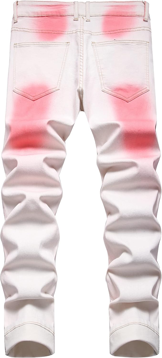 White Red Printed - Stretch