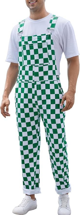 Overalls for Men - Green Checkered