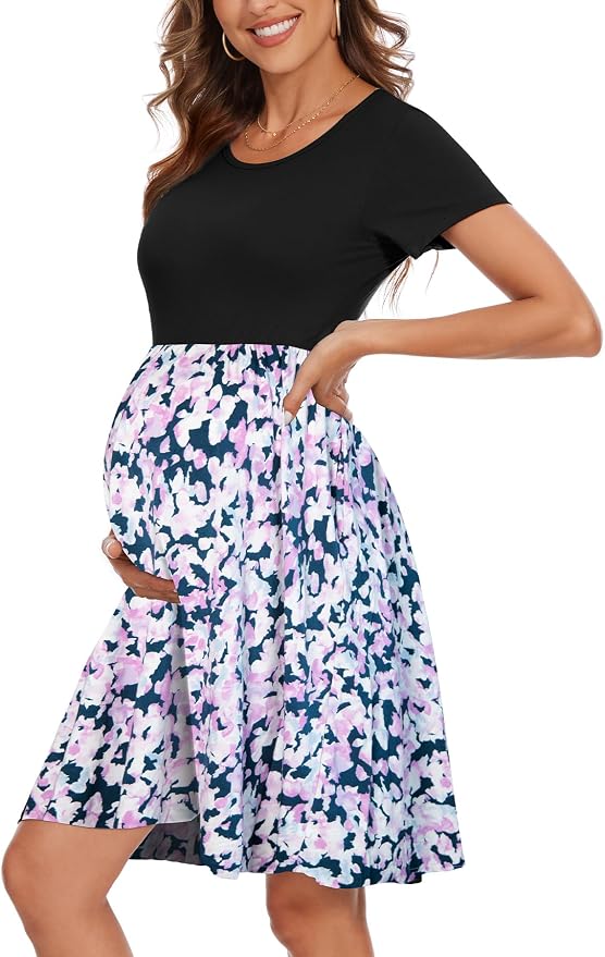 Black-floral Purple Navy