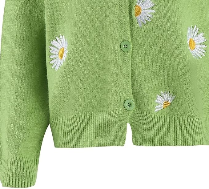 Daisy Floral Print Sweater Cardigan 01