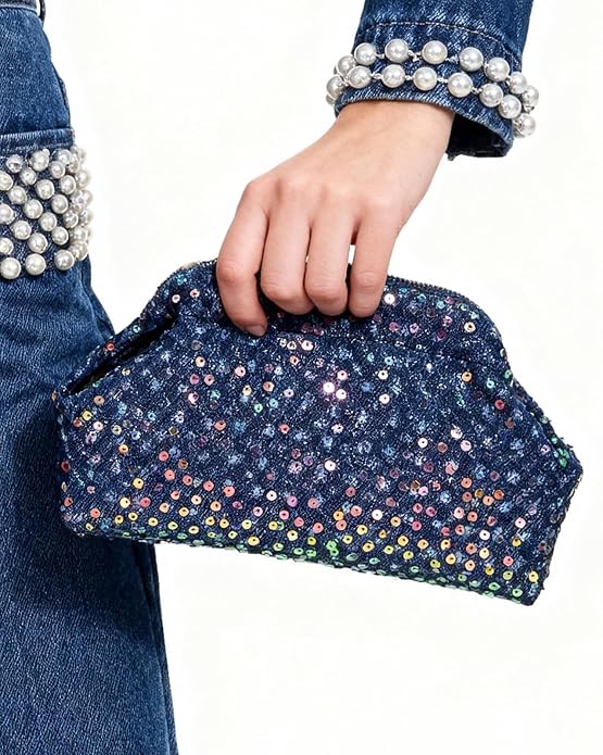 Blue Sequin Denim