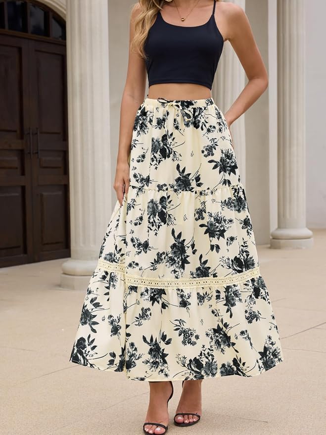 ‌apricot Black Floral