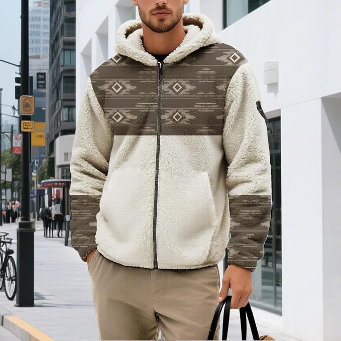 Mens Aztec Print Fleece Hoodie 05