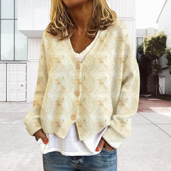 Womens Loose V-neck Cropped Cardigan 10