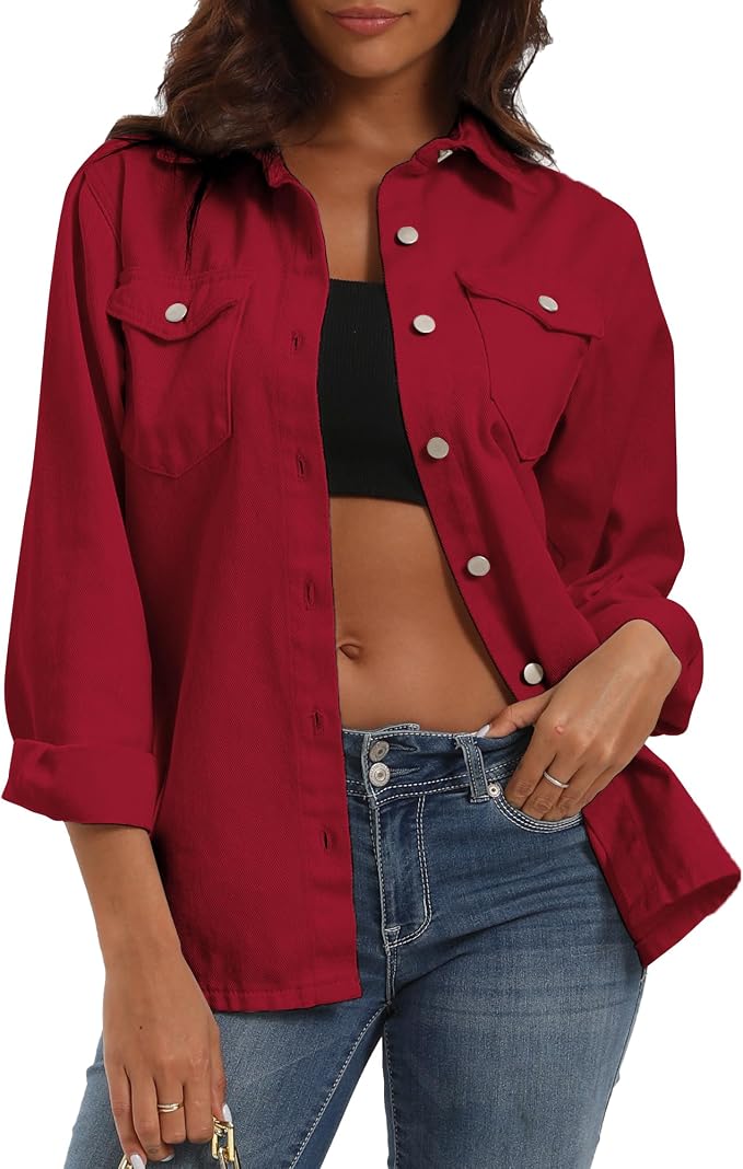 Red Oversized Denim Jacket